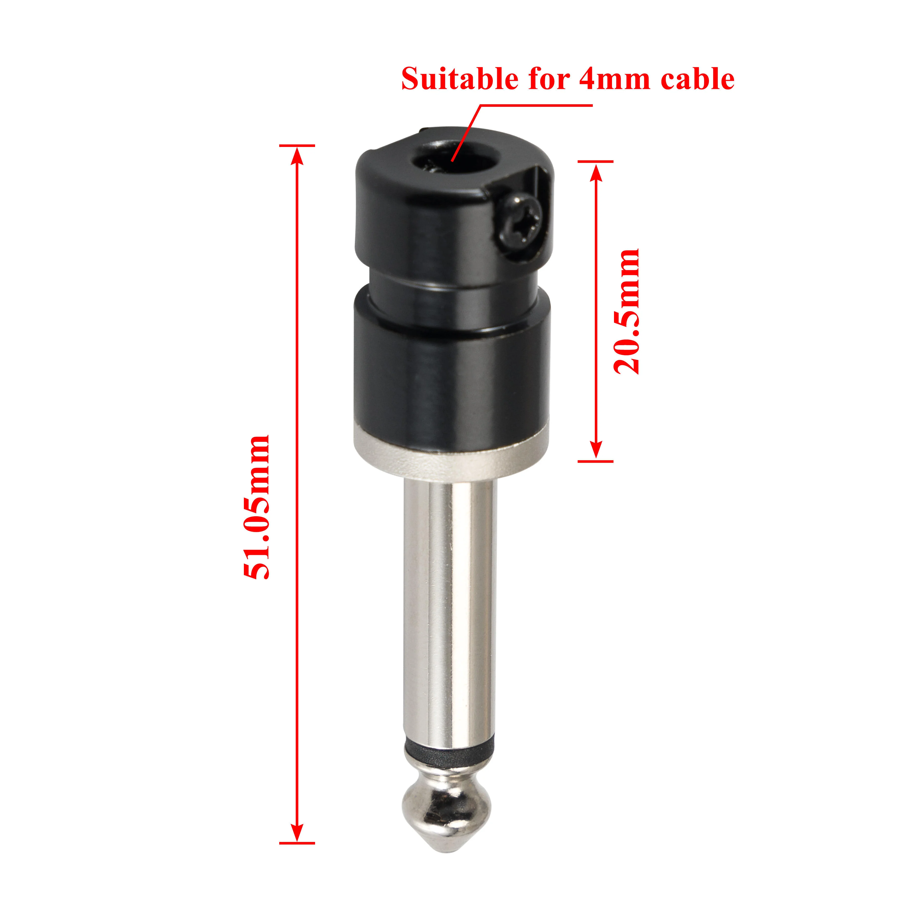 Pro C Mini Short Barrel 1/4 Inch 6.35mm Connector Jack Plug Black Nickel for Audio Guitar Bass Effect Patch Cable TS TRS