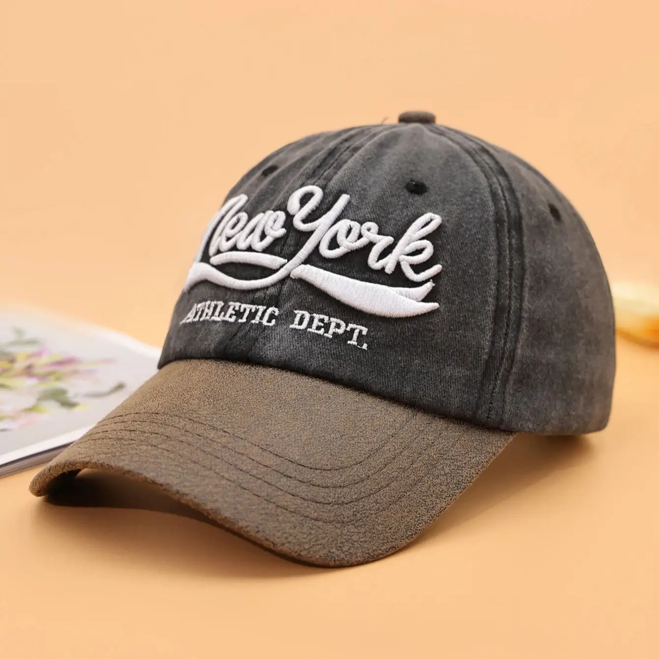 New York embroidered baseball cap popular retro three-dimensional embroidered duckbill cap casual sun hat