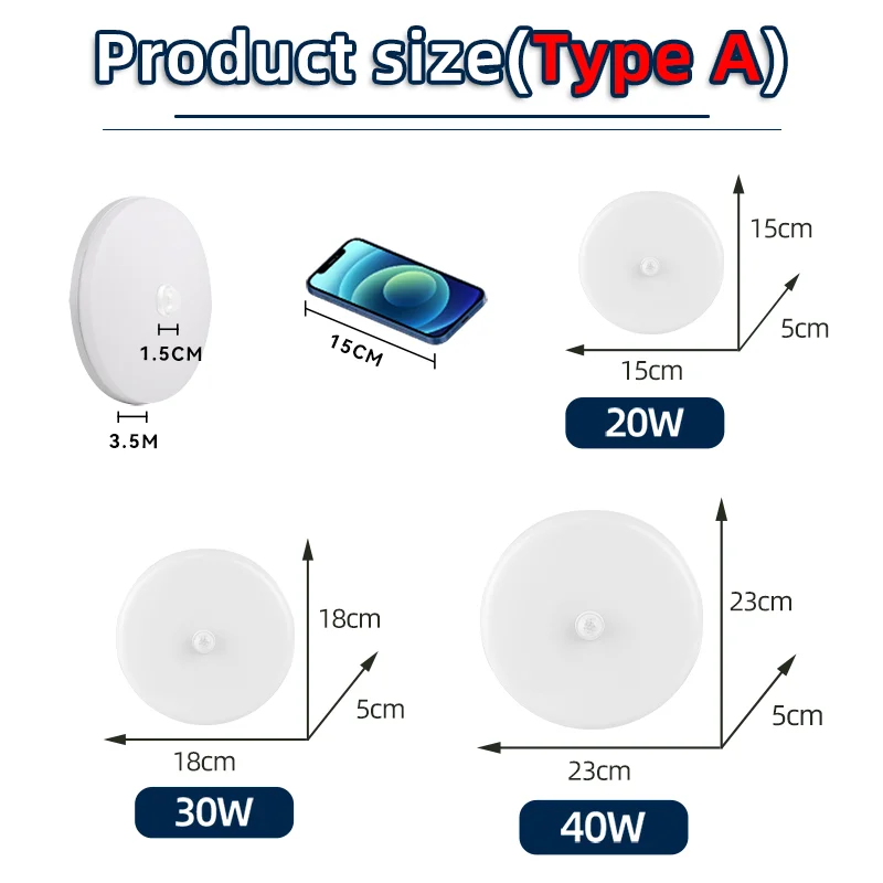 PIR Motion Sensor Ceiling Lamp 15w 20w 30w 40w Motion Detector Modern Ceiling Lighting For Corridor Garage Stair Balcony 220V