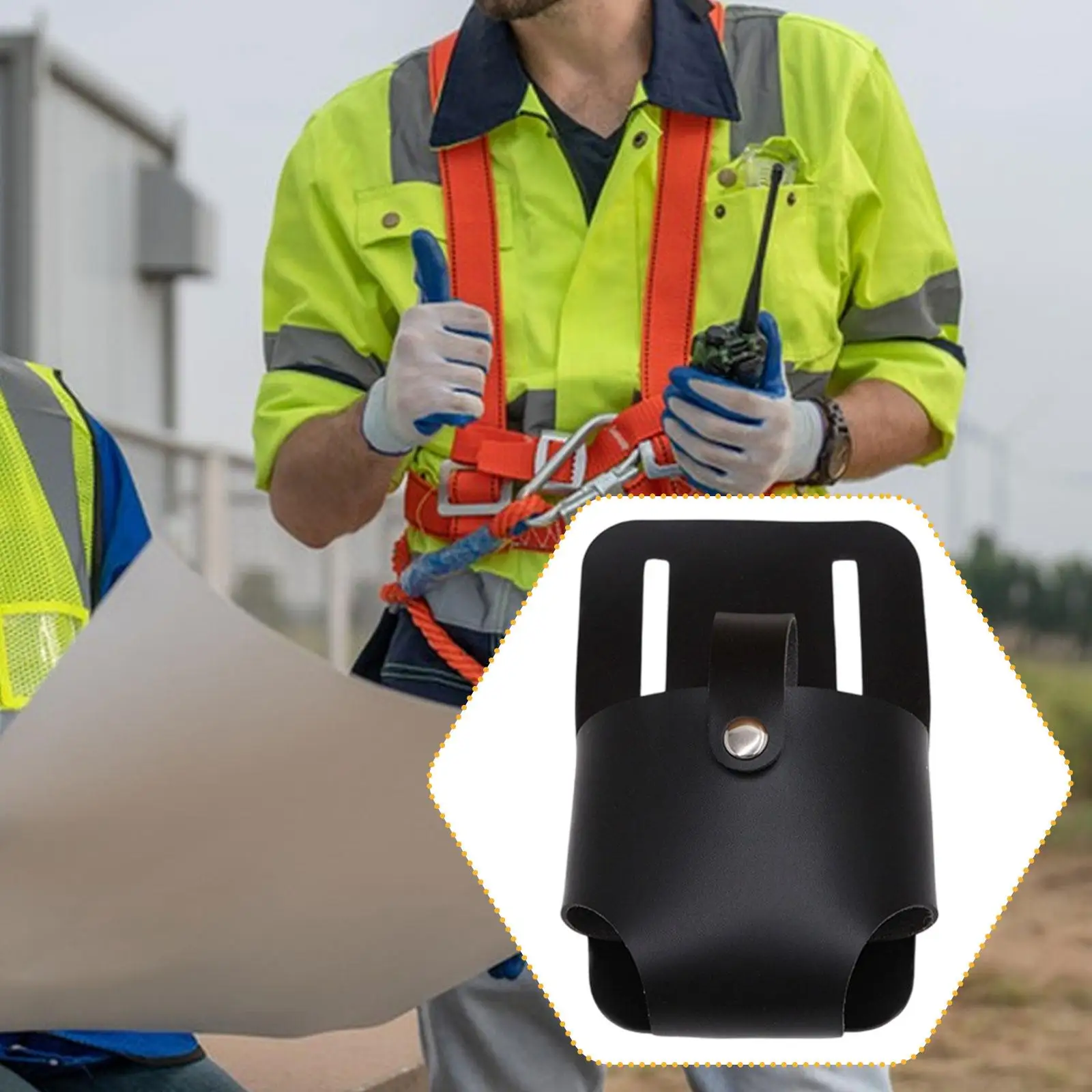 Tool Holder Belt PU Leather Tape Measure Pouch with Clip for Belt Tools Bag for Labor Insurance Tool