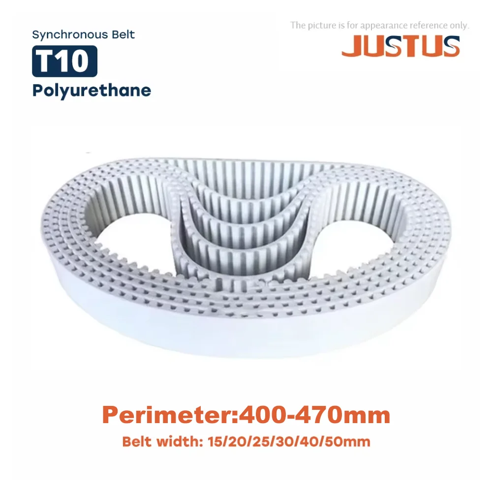 T10 type Polyurethane Closed Loop Timing Belt Width 15/20/25/30/40/50mm Perimeter 400/410/420/430/440/450/460/470mm Pitch 10mm