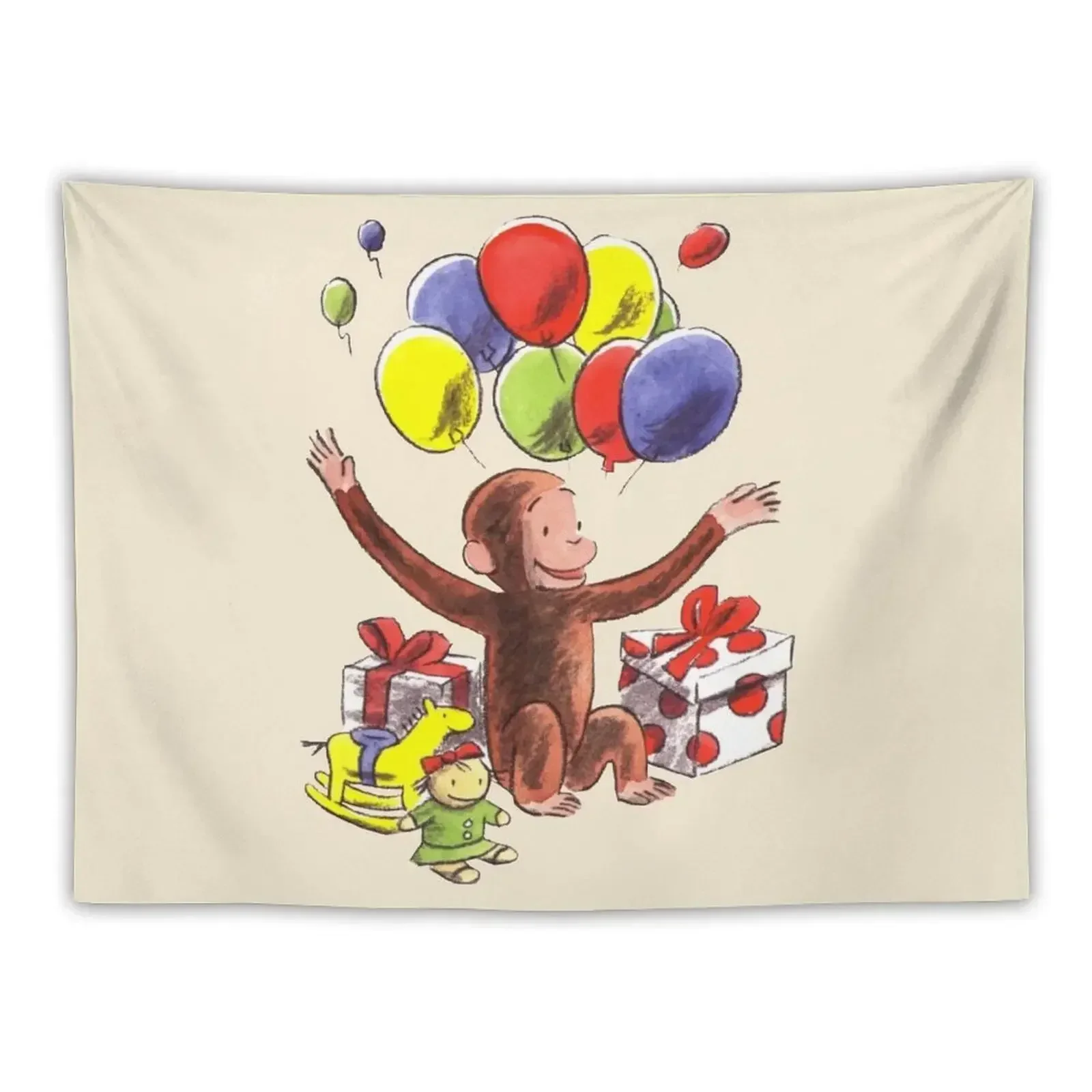 

Curious George birthday Tapestry Christmas Decoration Tapete For The Wall Japanese Room Decor Bedroom Decor Tapestry