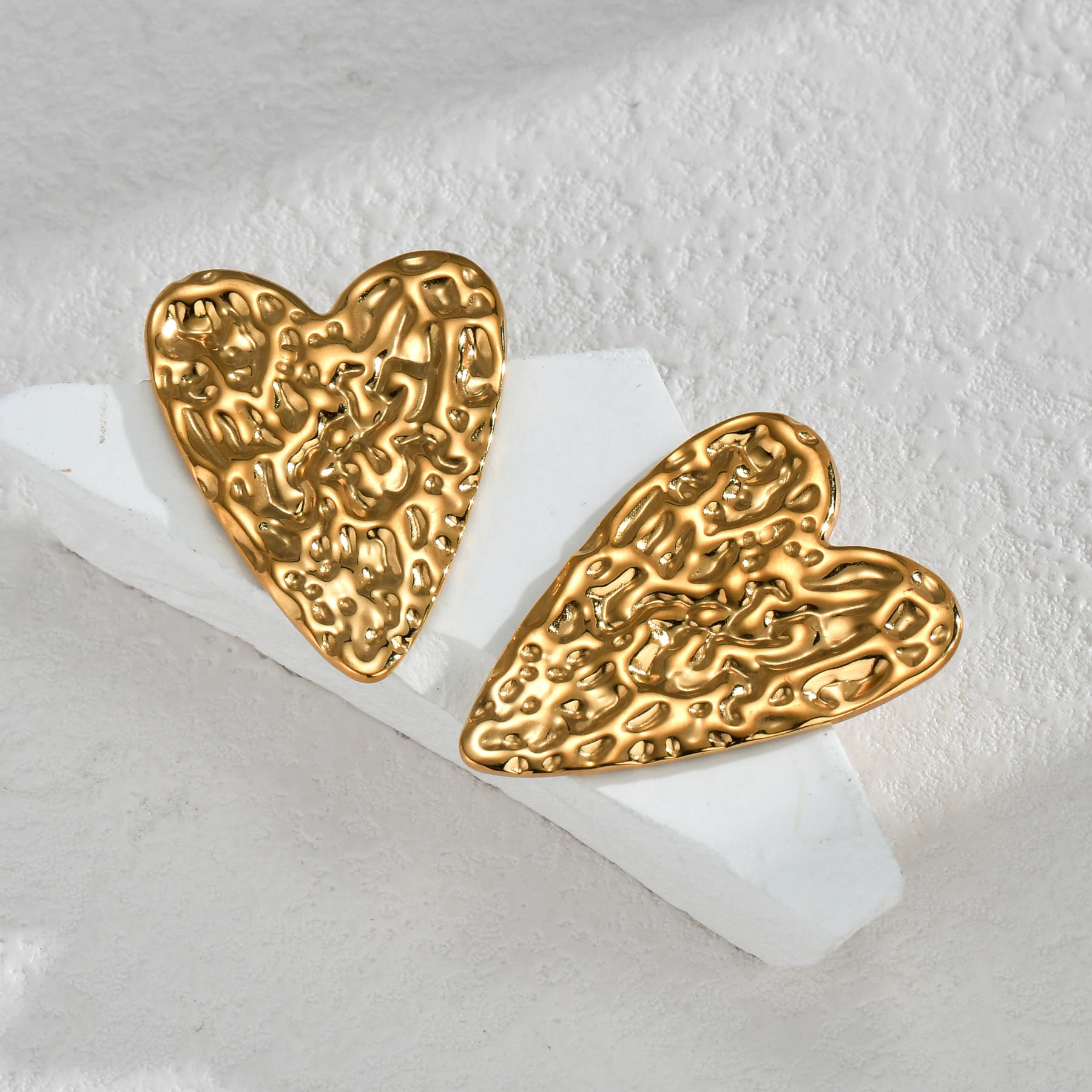 18K Stainless Steel Gold Plated Stud Earrings Accessories Luxury Trendy Heart Shaped Earrings Women wedding Couple Jewelry Gifts