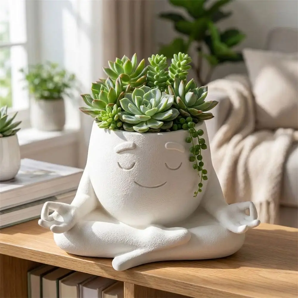 Sitting Posture 3D Printed Yoga Face Planter Novelty Gift Unique Figurine Succulent Flower Pot Handicrafts Ornaments