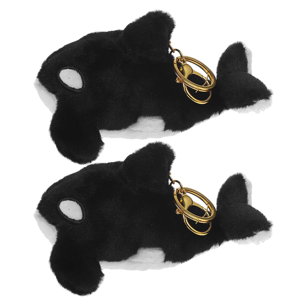 2 Pcs Killer Whale Keychain Cute Backpack Duck Toy for Dogs Angry Star Plush Famous Toys Pendant