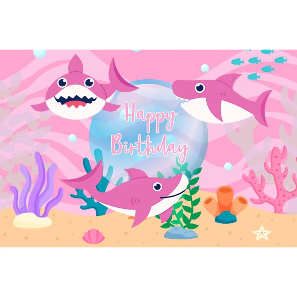 Baby Birthday Party Seabed Shark Fish Backdrops Newborn Photography Underwater World Background Decor Photo Studio Custom Props