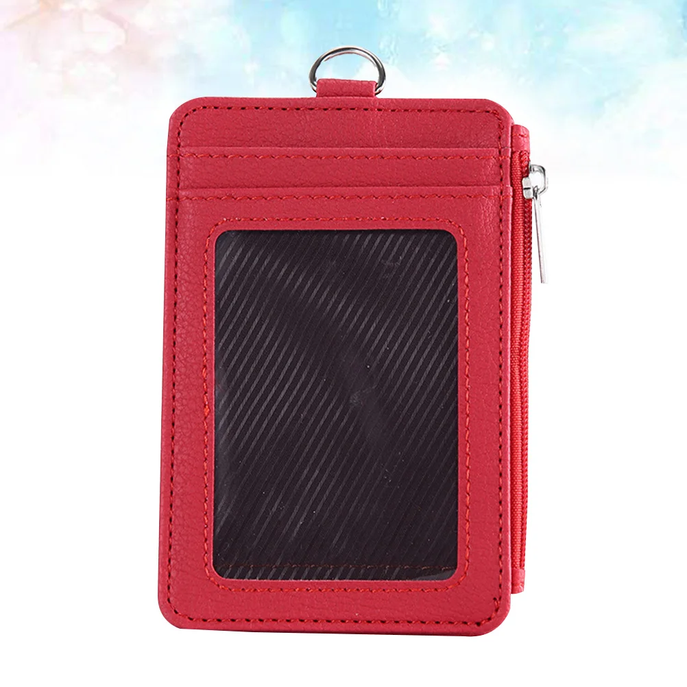 

Chest Card Holder PU Red Solid Construction Multi-Card Protective Sleeve Organizer for Credit Cards School