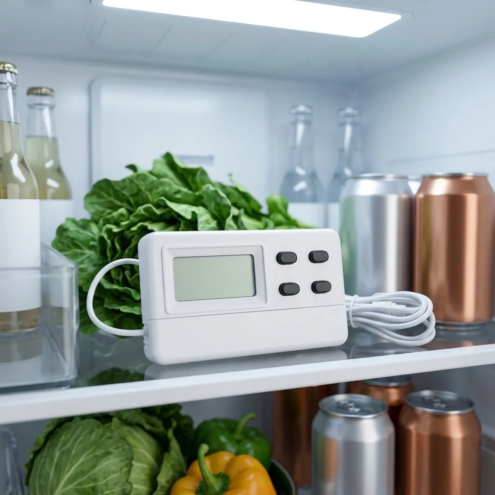 Digital Fridge Thermometer with Programmable High Low Temperature Alerts for Refrigerator Food Safety Monitoring