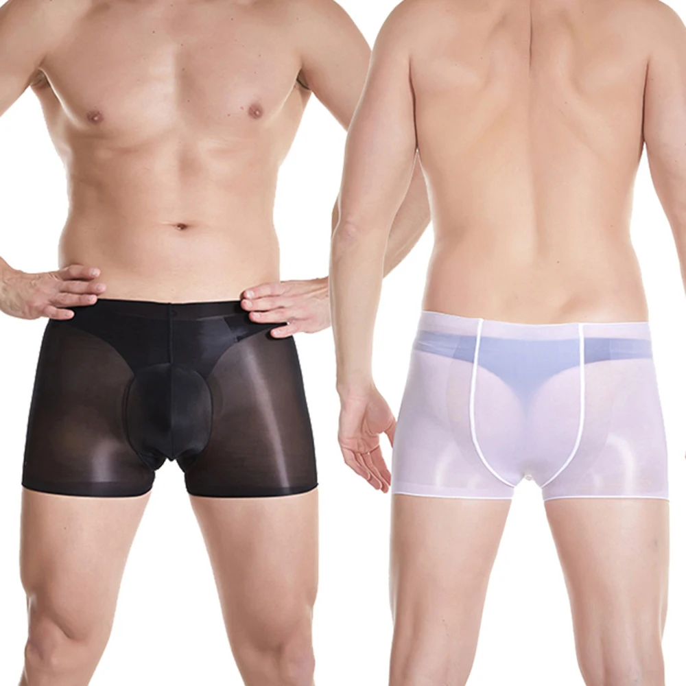 Boxers Sexy Glossy Masculina, Calcinha Transparente, Roupa Interior, Ultra Fina, Stretch, Calcinha Skinny, Veja Através de Cuecas, Óleo, Shorts