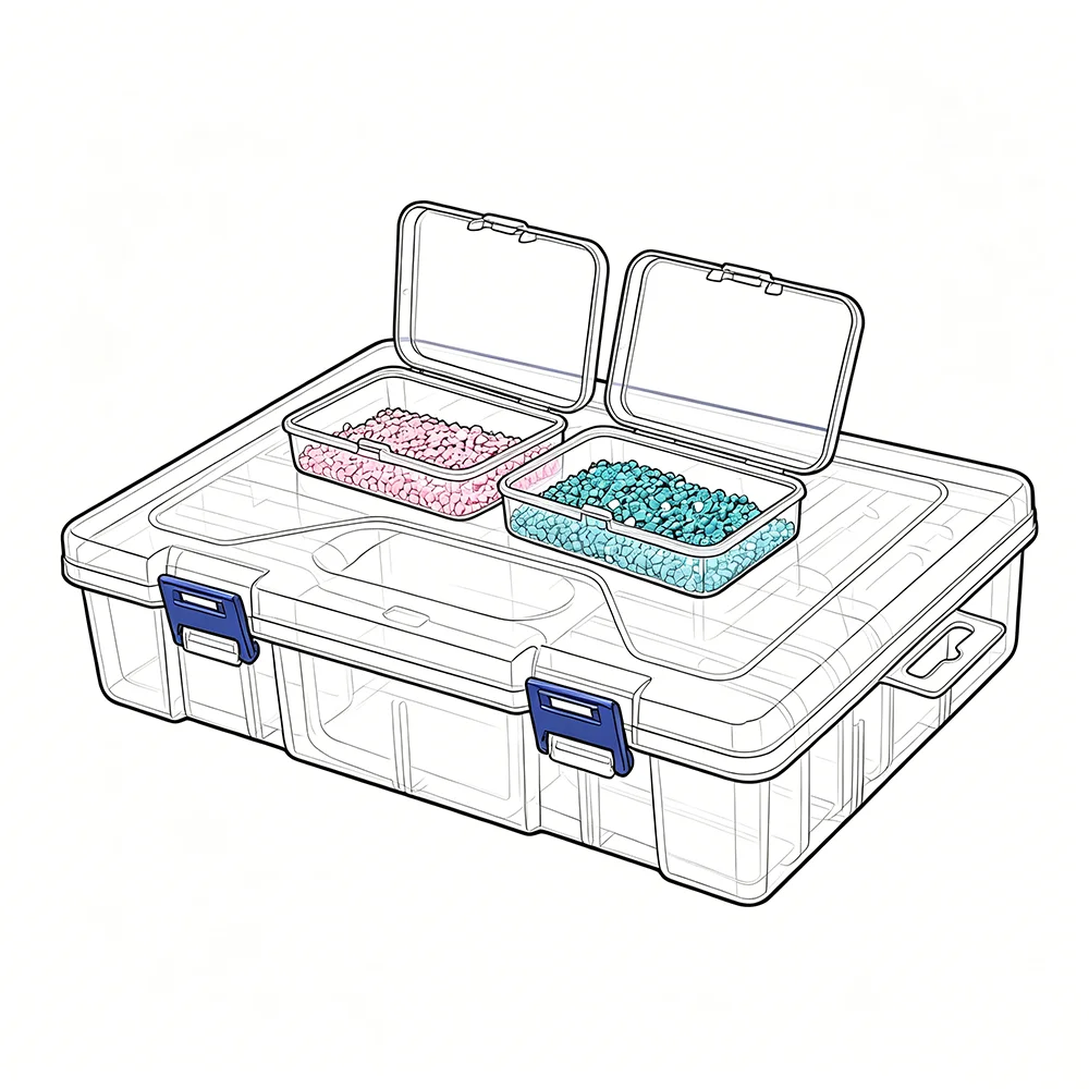 10/19/24/30 Grids 1 Set DIY Beading Diamond Paint Crafts Transparent Plastic Storage Box, Art Embroidery Rectangular Describe