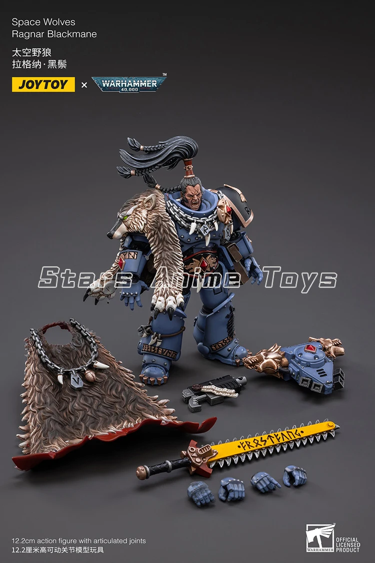 Figurine d'action 1/18 JOYTOY Warhammer 40000 Space Wolves Ragnar Blackmane