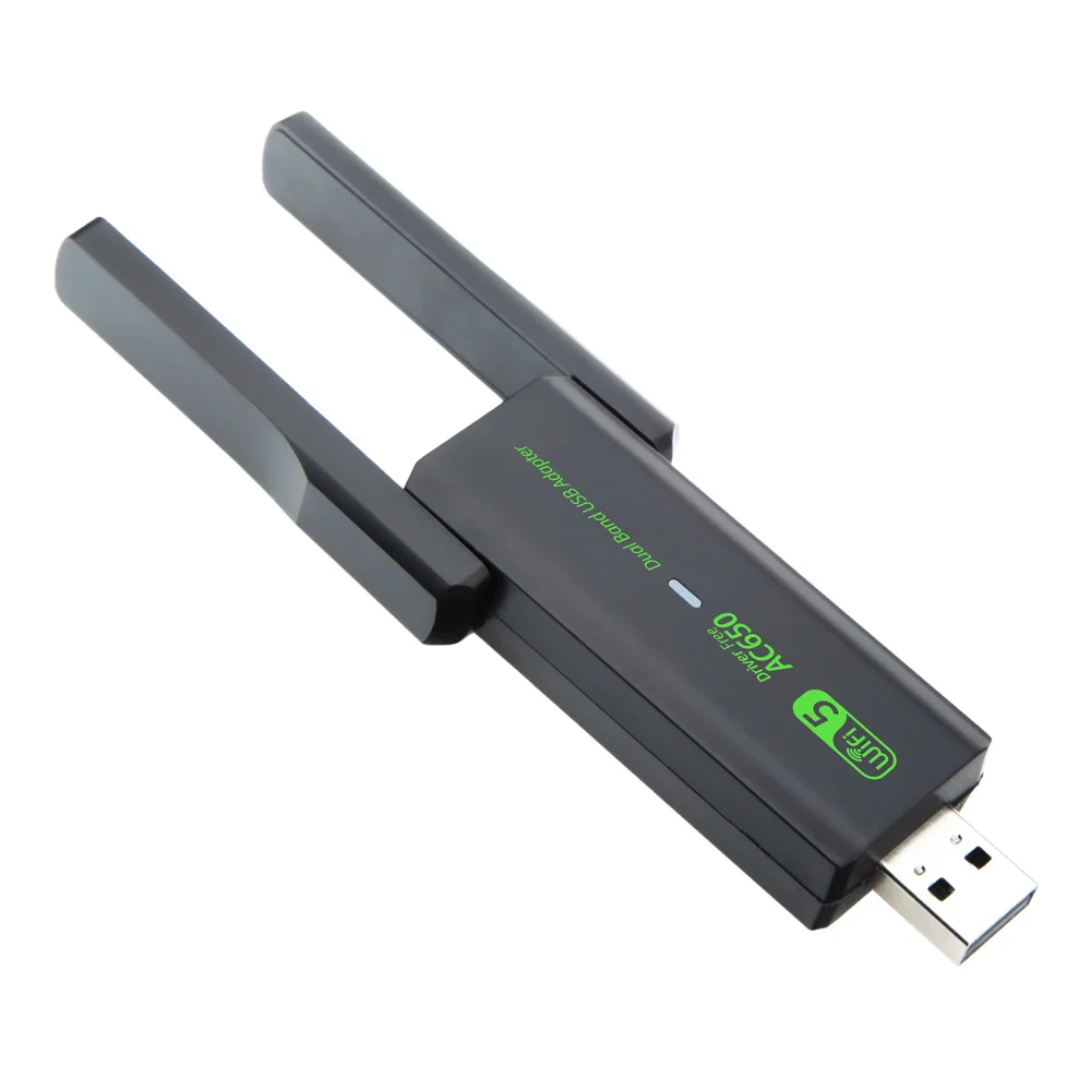 Driver Free AC650 USB WiFi5 Adapter 2.4G 5GHz Dual Band RTL8811CU Wireless Receiver Transmitter Network Card for Windows PC