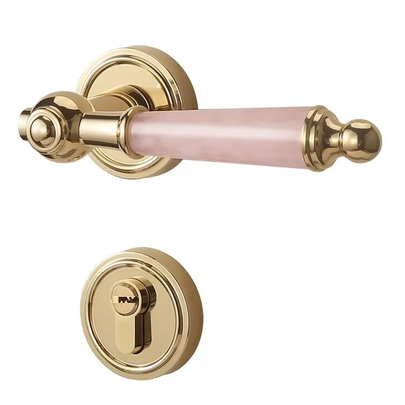 Modern Crystal Stone Door Handle French Style Magnetic Silent Lock Wooden Interior Hardware for Bedroom Hotel Room Decoration