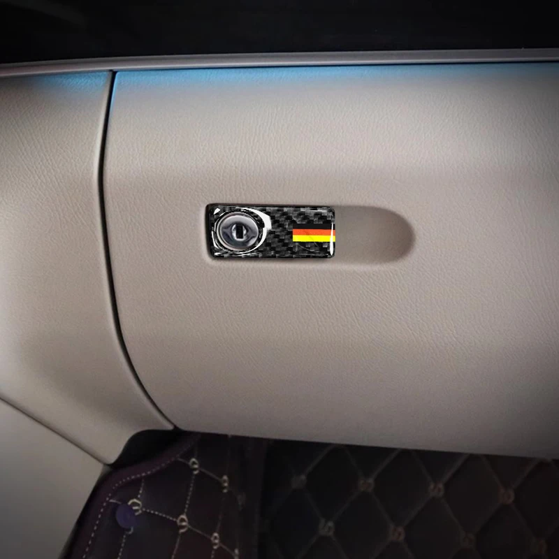 1Pcs Carbon Fiber Car Glove Box Panel Handle Cover Sticker Trim Decor Decal For Mercedes Benz C class W204 260 300 2007-2014