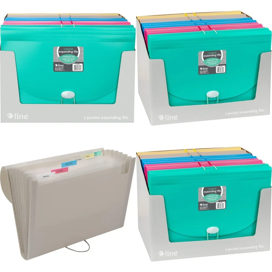 

C-Line, 7 карманов, расширяющийся файл с вкладками для организации хранения документов, размер 1, расширяющийся файл, идеально подходит для офиса и дома
