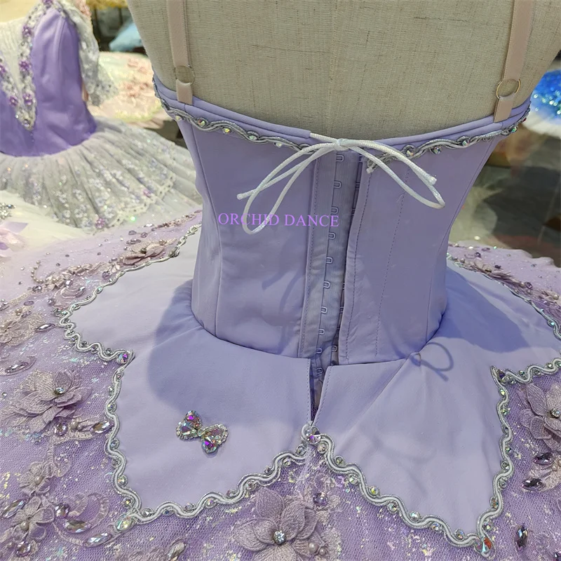 Professional Custom Size 12 Layers Kids Girls Adult Women Competition Performance Wear Swan Lake Lilac Purple Ballet Tutu