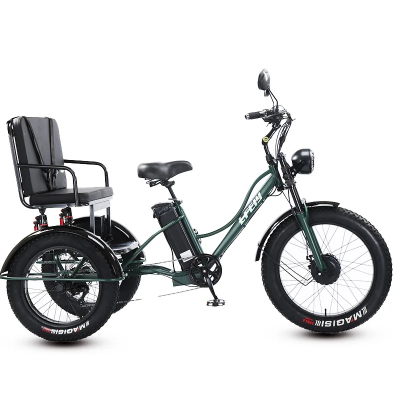 

For / 24" Fat Tire Electric Trike For Adults, 750W Brushless Motor & High Carbon Steel Frame, Heavy Duty Cargo/Seat Option