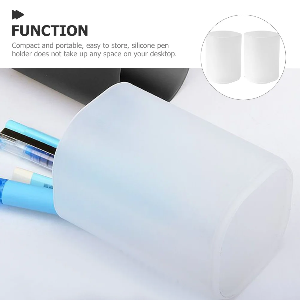 

2Pcs Plastic Pen Holder Pencil Organizer Frosted Multifunctional Desk Container Compact Desktop Storage for Office Study Home