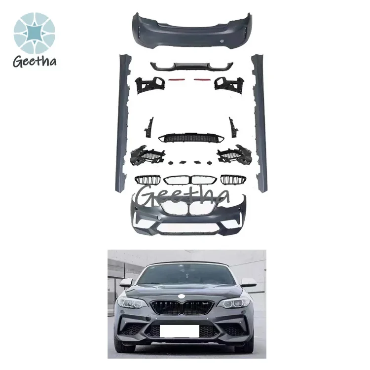 

Car Auto Part Plastic PP Front Bumper Splitter Lip Rear Diffuser Body Kit Side Skirts Spoiler for BMW F22 M2C Style 2014-2019