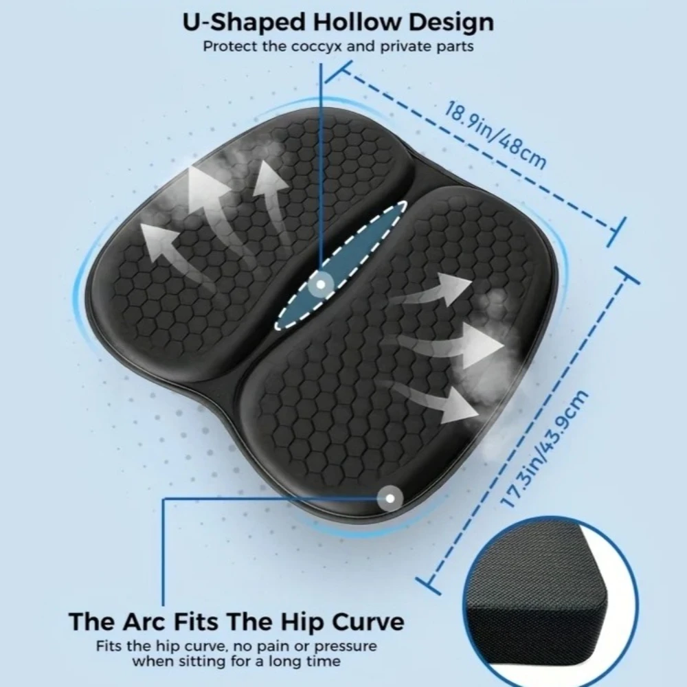 TPE Gel Seat Cushion Ergonomic Car Seat Pad Gaming Chair Cushion TPE Gel Office Non-Slip Seat Cushion Universal Seat Pad Cojines