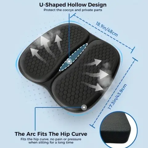 TPE Gel Seat Cushion Ergonomic Car Seat Pad Gaming Chair Cushion TPE Gel Office Non-Slip Seat Cushion Universal Seat Pad Cojines