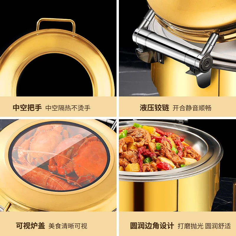 Stainless steel heating insulation dining stove visible insulation stove flip thickened commercial breakfast stove.