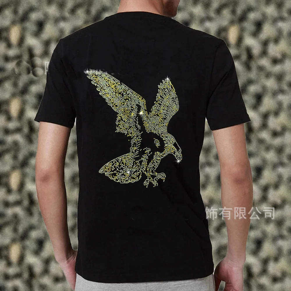 5 Pcs DIY Chest Eagles Hotfix Rhinestones, Heat Transfer Design Iron On Motifs,Patch For Garment,T-Shirt,Cloth