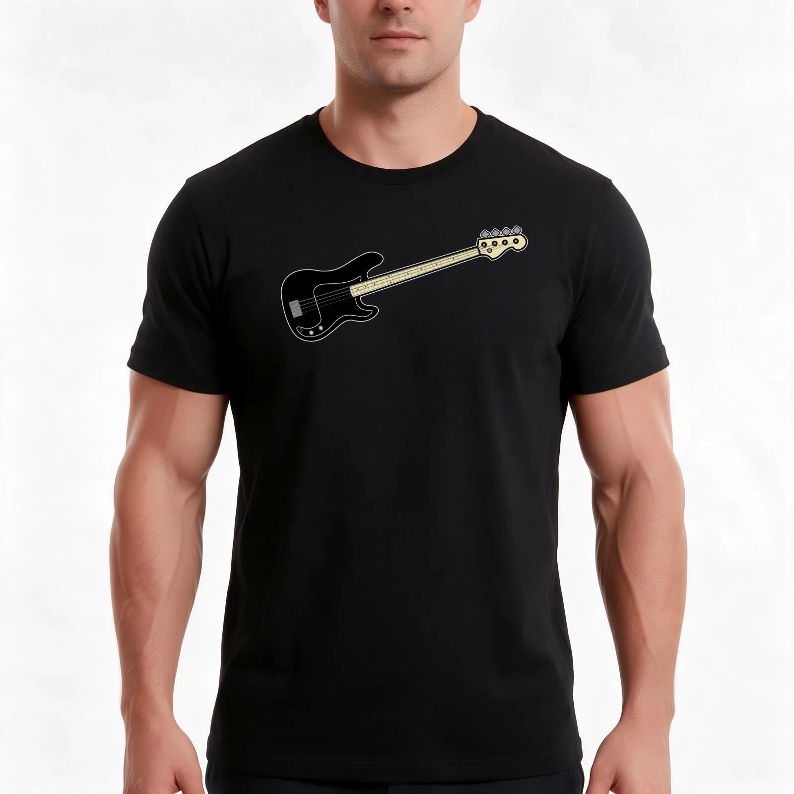 Precision Bass Black/Black/Maple T-Shirt, Summer Casual Cotton Tee, Oversized Streetwear Tops, Vintage Graphic Print