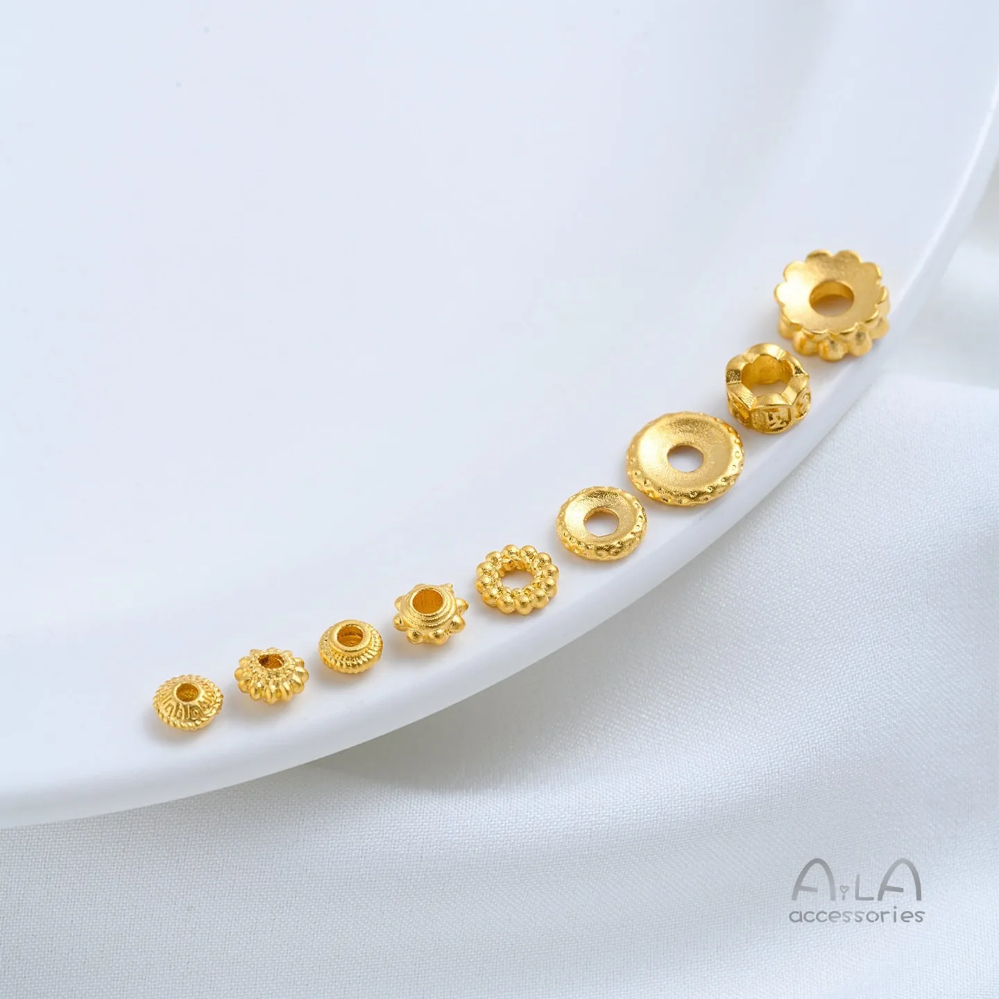 Gold Plated Brass Lotus Platform Om Mani Padme Hum Gear Spacer Discs DIY Sand Gold Jewelry Making Findings