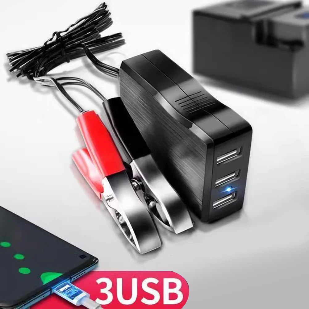 محول تيار مستمر مع مشبك بطارية 12 فولت 24 فولت إلى 5 فولت USB محول تنحى متعدد المنافذ للمنزل/الخارجي لشحن الهواتف الذكية