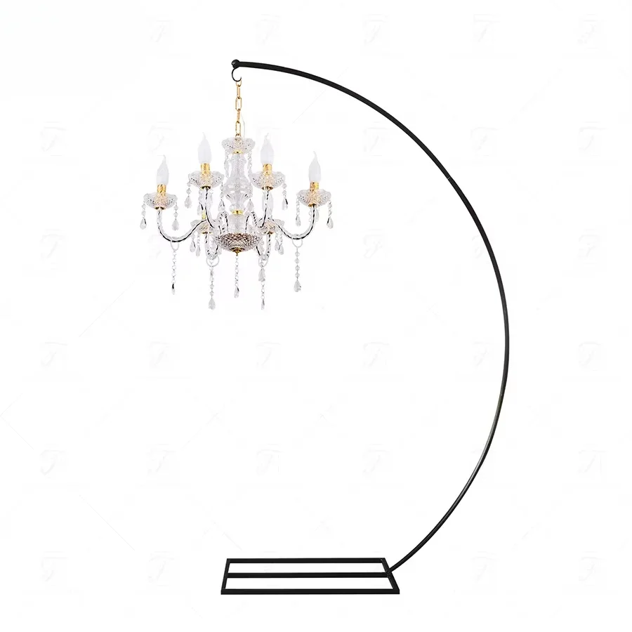 

Crystal chandelier bracket for outdoor wedding table decoration Metal iron semicircular frame