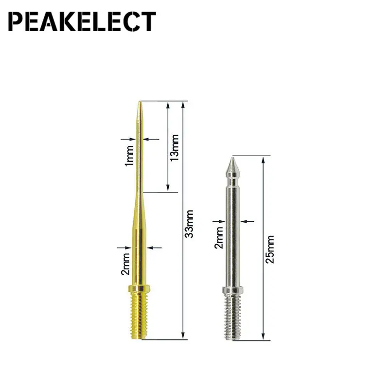 Peakelect P8003.1 8PCS Replaceable Needles Test  Probes + Protective Caps Kit 1mm Sharp & 2mm Thick Needle Pins with 2mm Thread