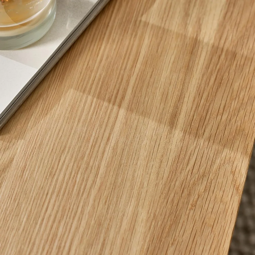 無垢材コーヒーテーブル 木製コーヒーテーブル - ペールオーク染め天板 クリーム色の脚 - 明るいモダンなスタイル