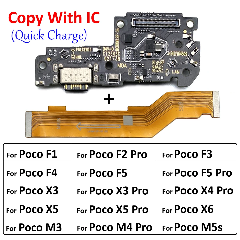 Port ładowania USB Złącze ładowarki dokującej Płyta główna Elastyczny kabel Do Xiaomi Poco F1 F2 F3 F4 F5 X3 X4 X5 X6 M3 M4 M5s Pro 4G 5G