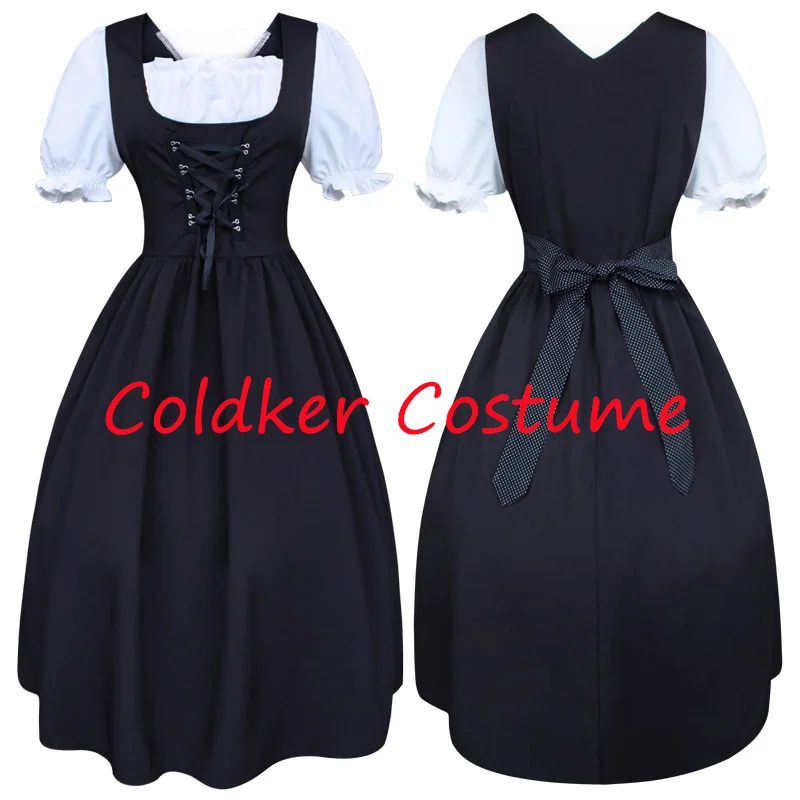 German Ladies Beer Maid  Dirndl Bavarian Oktoberfest Dress with Apron Costumes Party Halloween Fancy Dress Plus Size S-5XL