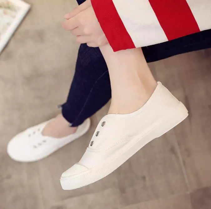 New Canvas Shoes for Girls Breeathable Spring/Autumn Sneakers Women's Summer Footwear Ballet Flats Slip-On