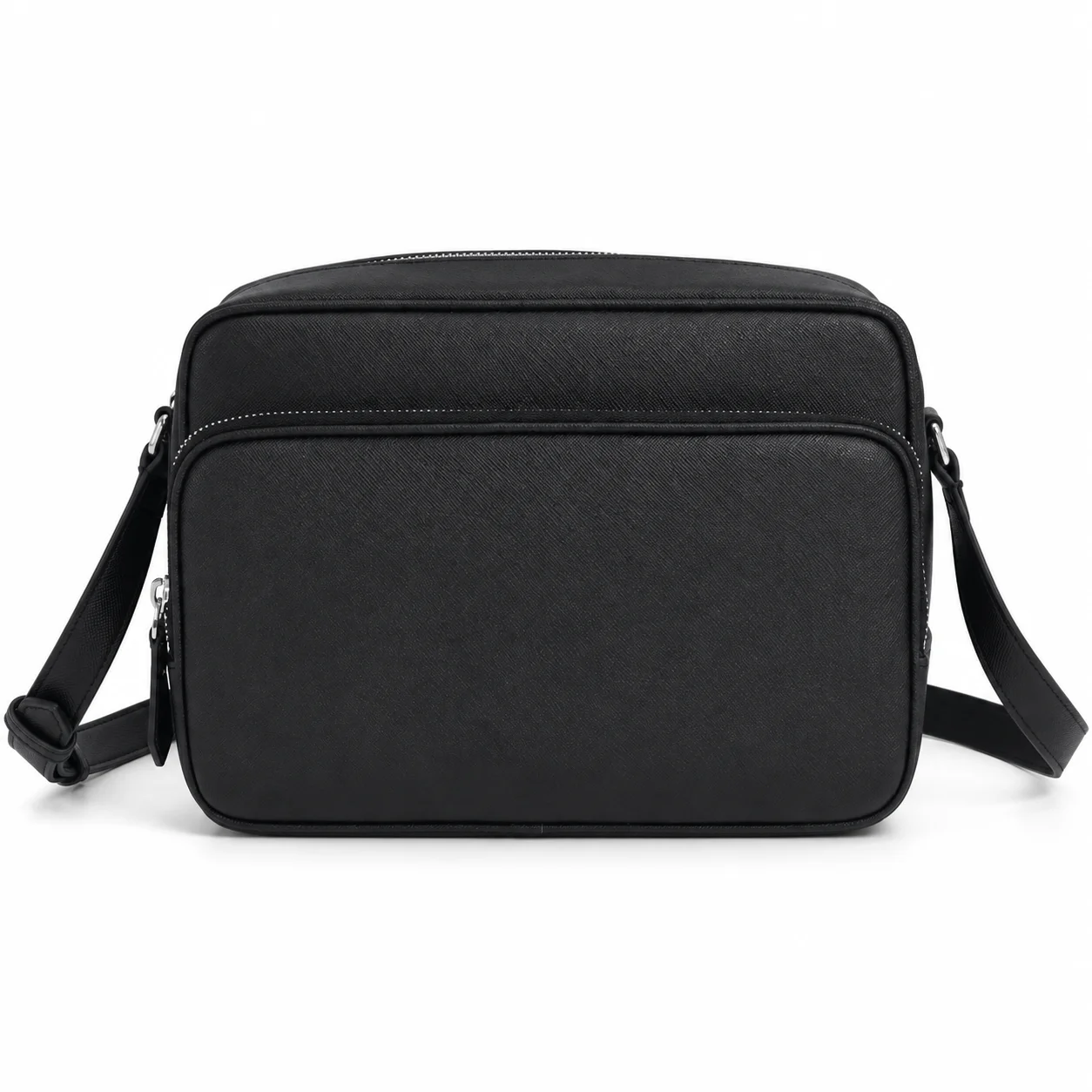 Luxury Designer Men Messenger Bag Saffiano Leather Waterproof Crossbody Shoulder Bag Business Casual Sling Handbag High Quality Male Pouch Minimalist Camera Bag Classic Black