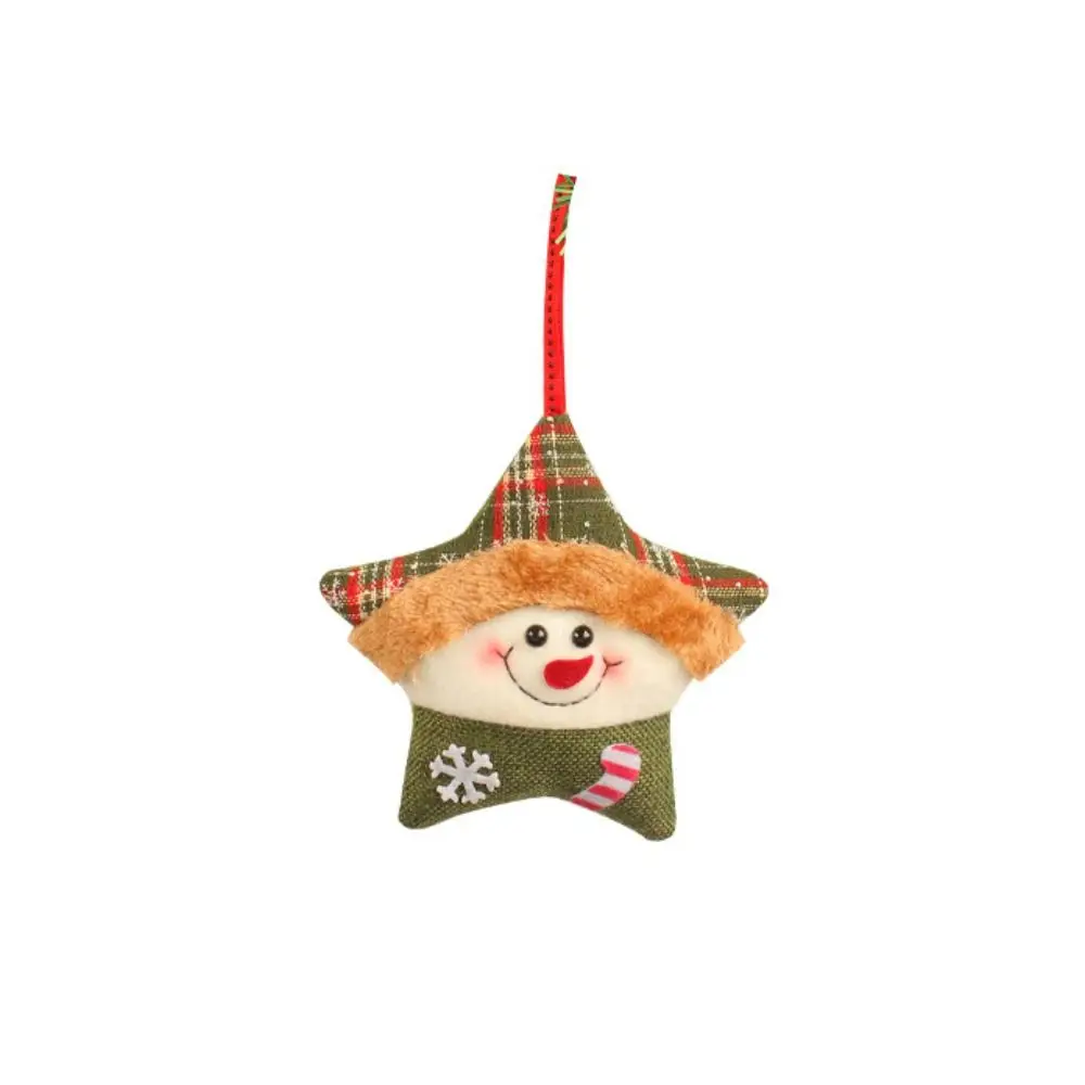 

Elk Christmas Santa Pendant Star Shaped Plush Snowman Christmas Tree Pendant Sturdy Snowman Xmas Tree Pendant Holiday