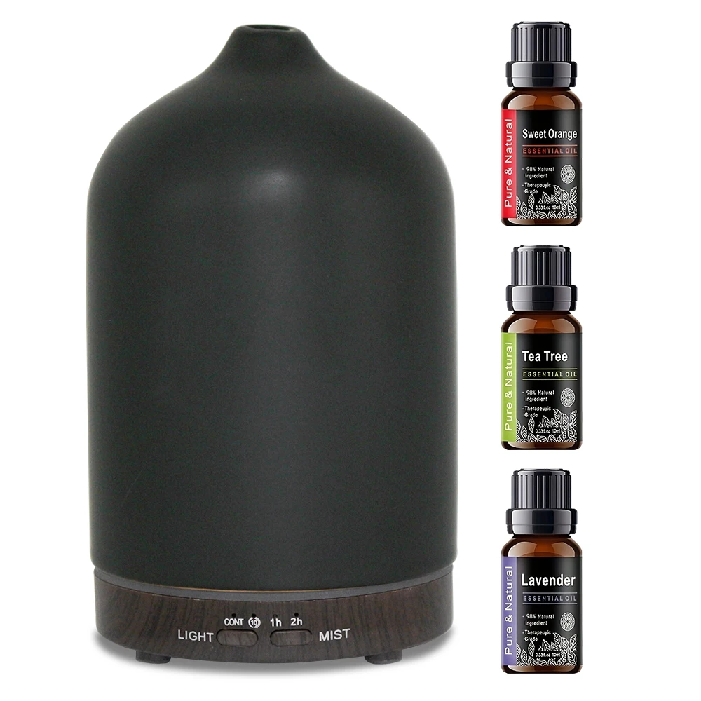 Difusor de Aceites Esenciales y Humidificador 2 en 1 de 200 ml, Aromaterapia Ultrasónica de 7 Colores con Temporizador Silencioso para Dormitorio, Cuarto de Bebé, Oficina