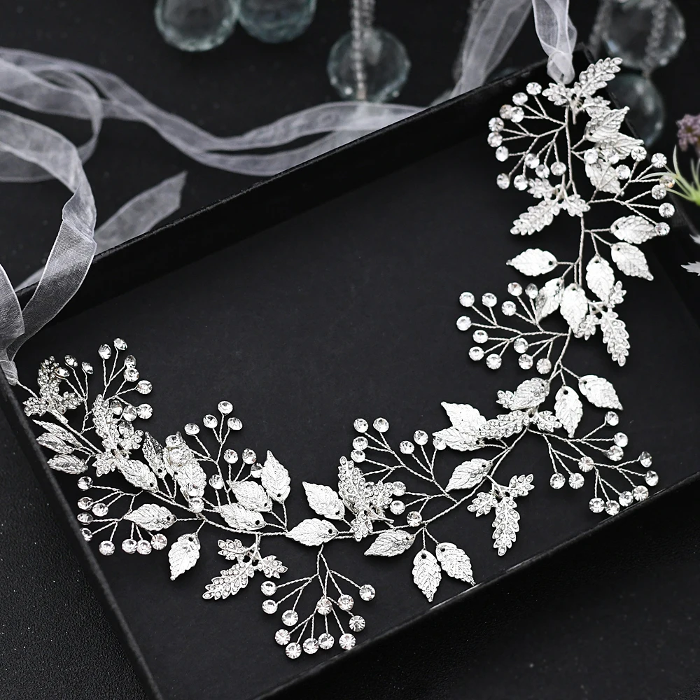 Wedding Headband Woman Guest Bridal Hairband With Ribbon 1 Meter Glittering Rhinestone Headdress Hair Jewelry For Bride  2022