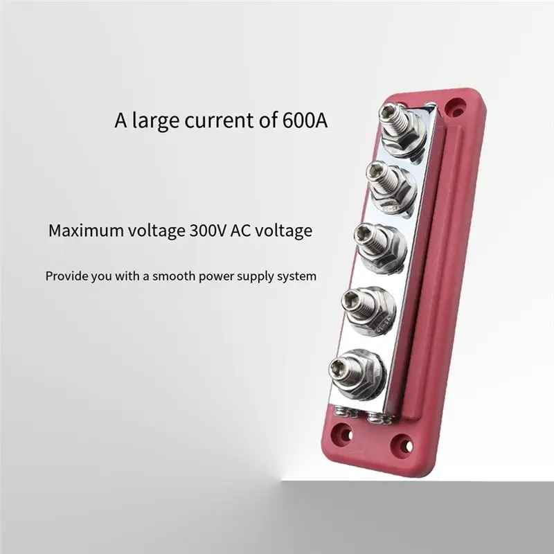 AB42-M8 Bus Bar 24V Buss Bar 600A Power Distribution Block Electrical Terminal Block For Truck Boat Car Camper RV Black 1