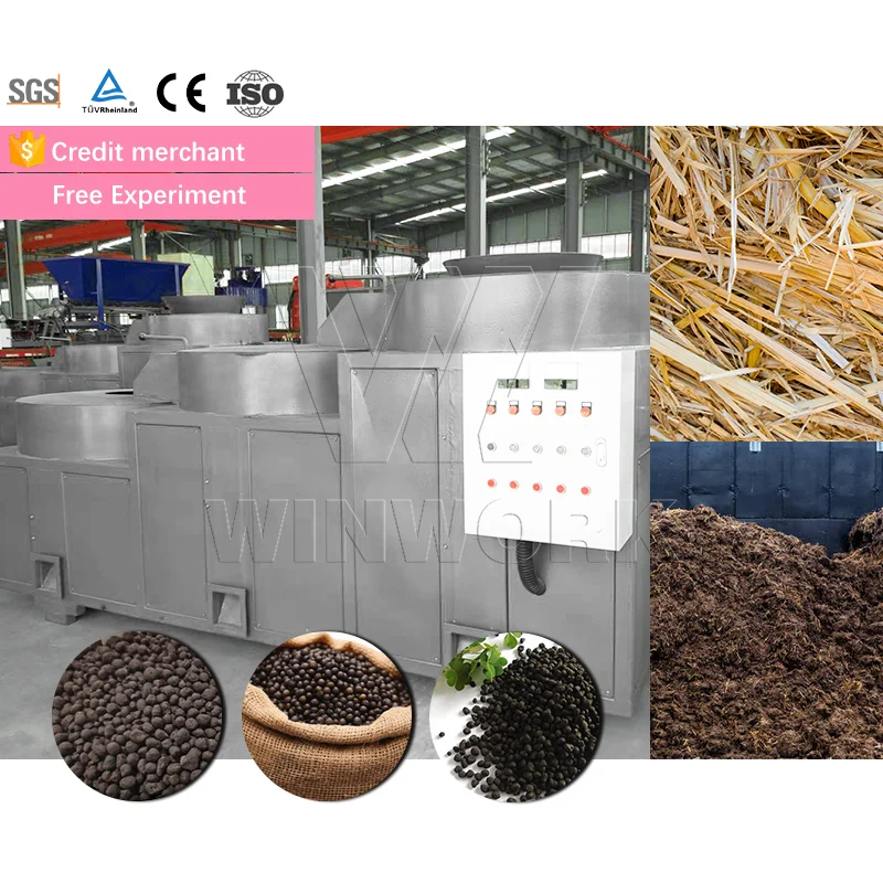 WINWORK New Condition Organic Fertilizer Machine Equipment for Animal Manure Processing Polishing Rounding Machine Core Motor