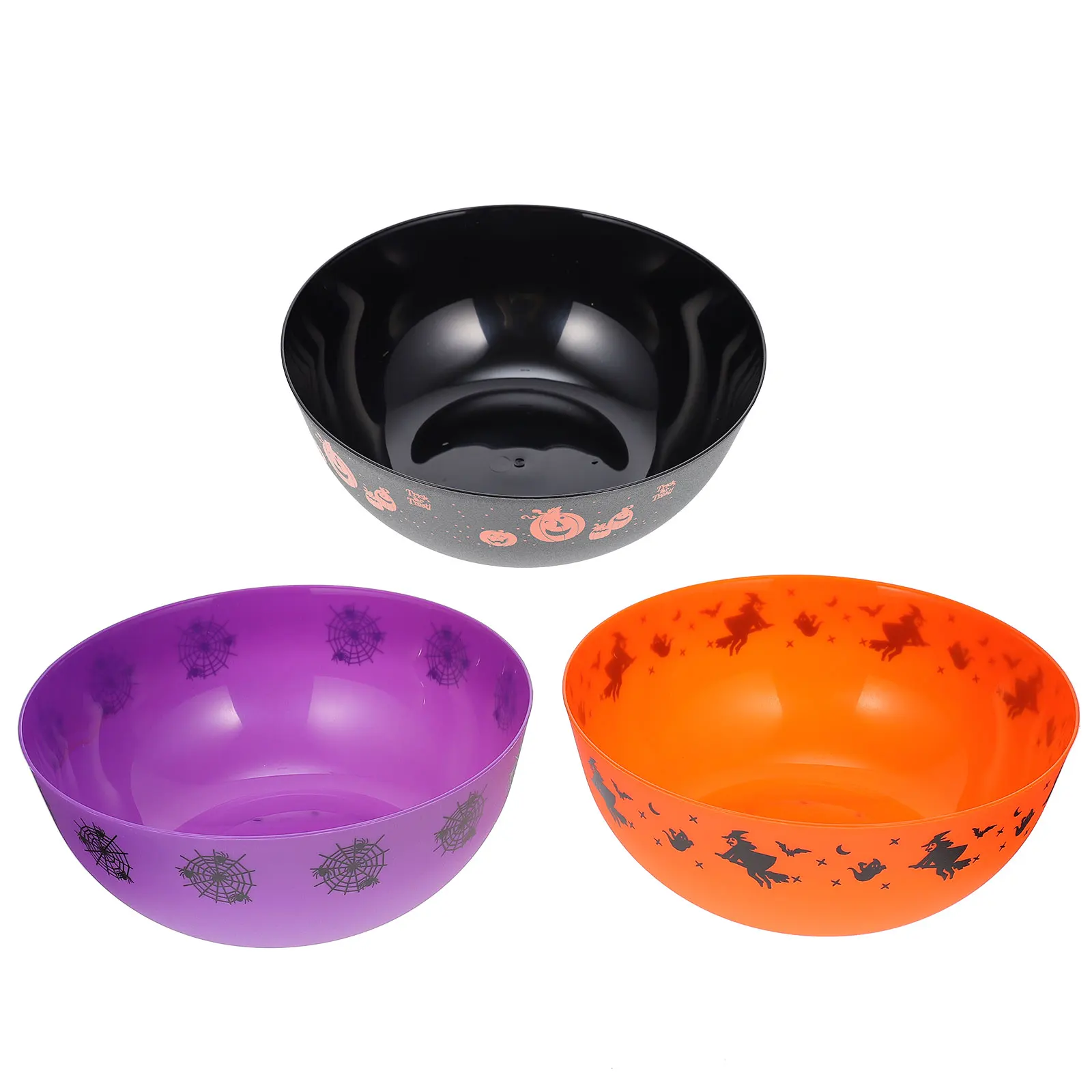

3pcs Food Grade Pp Candy Bowls Pumpkin Bowls For Halloween Salad Fruit Desserts Storage Household Kitchen Supplies Easy Clean