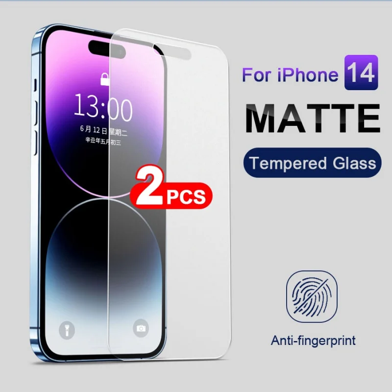 

Matte Tempered Glass Anti-Fingerprint Screen Protector for iPhone 16 Plus 15 14 13 12 11 Pro Max 13 Mini