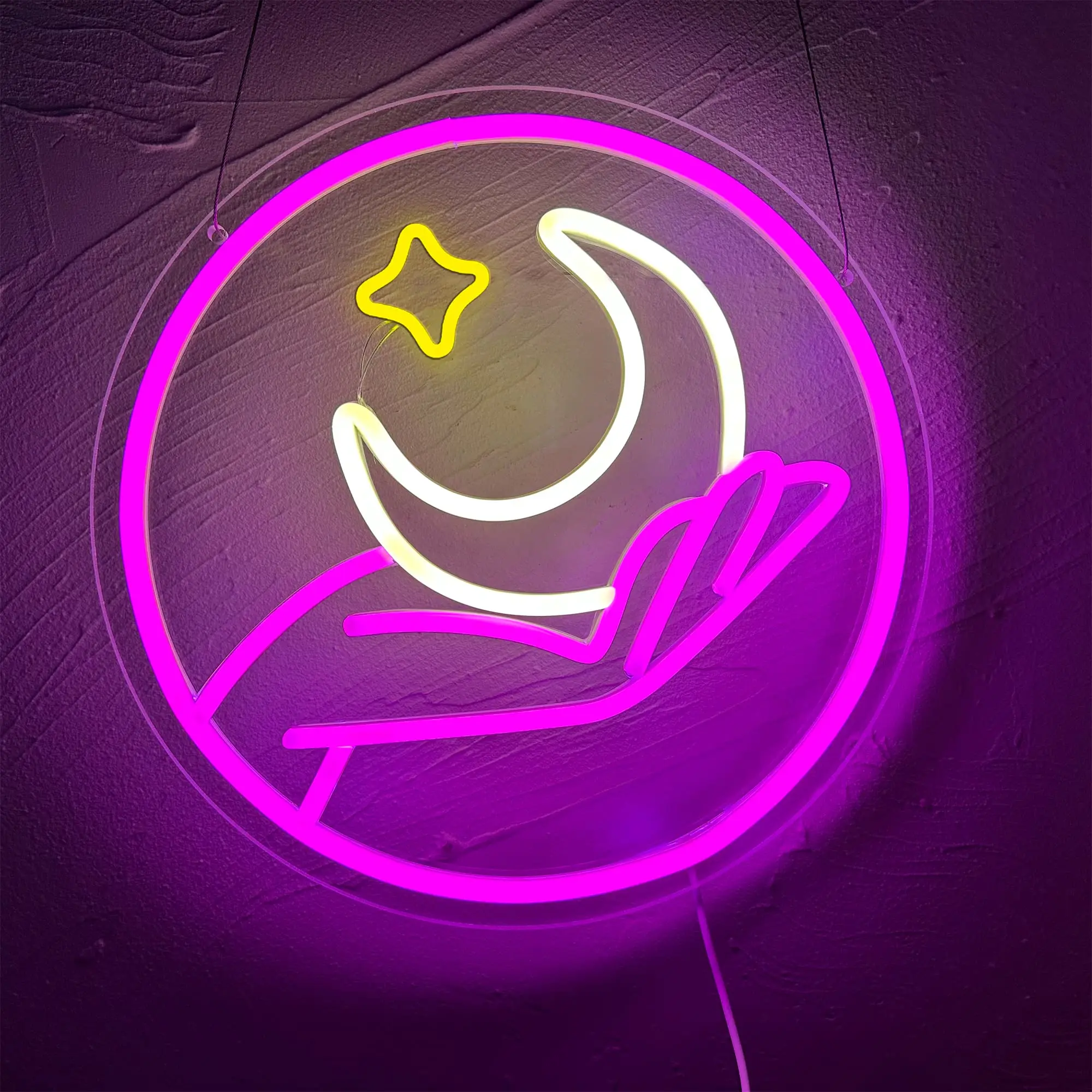 Sailor Star Moon Neon Sign Holding the Moon Wall Decor Anime LED Neon Signs USB Powered for Bedroom Game Room