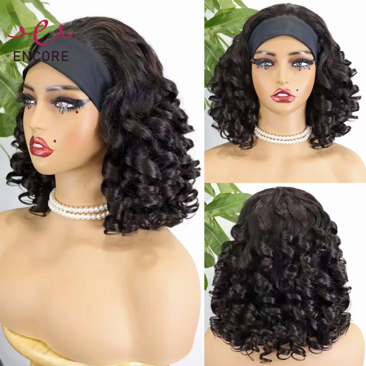 Bando Badan longgar kepadatan 200% Wig Bob 14 inci mesin dibuat Wig Bob untuk wanita hitam alami 100% Wig rambut manusia Remy Brasil