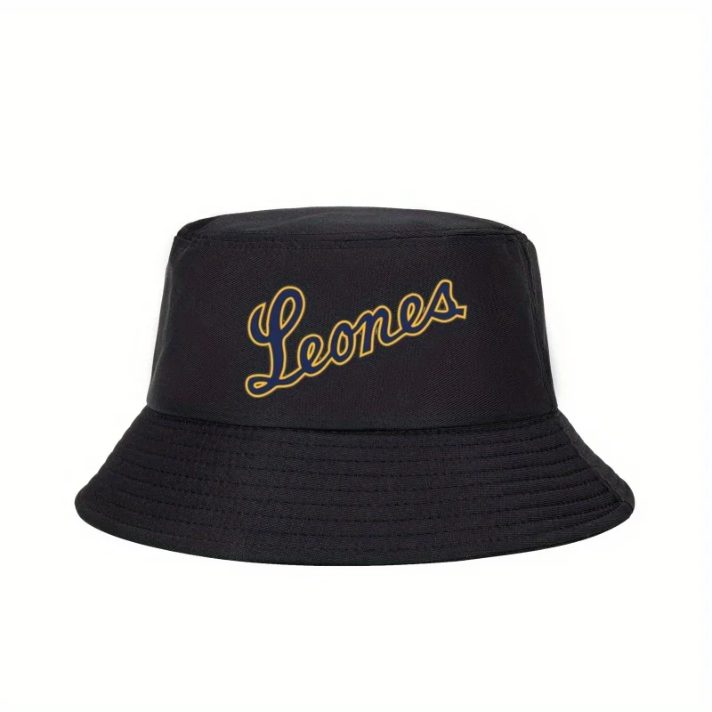 Un sombrero de pescador unisex con la inscripción 'Leones Del Caracas Venezuelan Baseball', este sombrero plegable es transpirable y elegante, perfecto