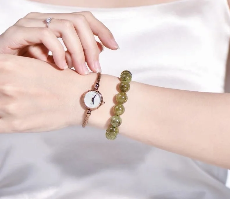 10mm Natural old gemstone bracelet for women, Fashion Crystal bracelet birthday gift for girlfriend, Lucky Unique Green Bracelet