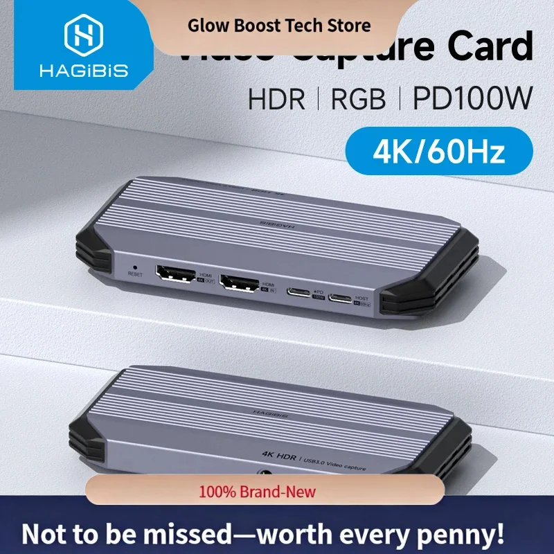 

fHagibis 4k@60hz Video Capture Card Streaming And Gaming 4k 60fps Hdr Vrr Rgb Passthrough Pd 100w Ps5/4 Switch Camera Pc