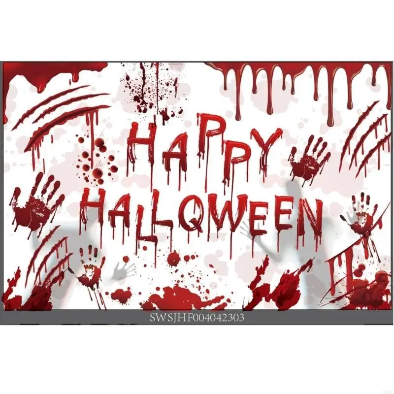 B95F Tiệc Theo Chủ Đề Halloween Phông Nền Đỏ Handprint Vải Nền Cho Tiệc Tiếp Liệu Hình Nền 70x43inch